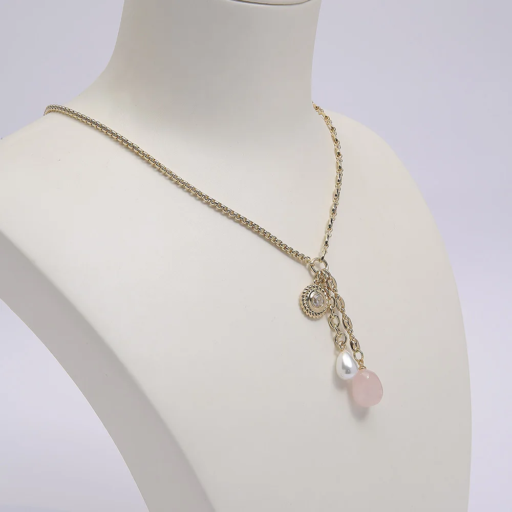 Simple and versatile long pendant single-layer necklace temperament retro palace mixed pendant lasso necklace jewelry female