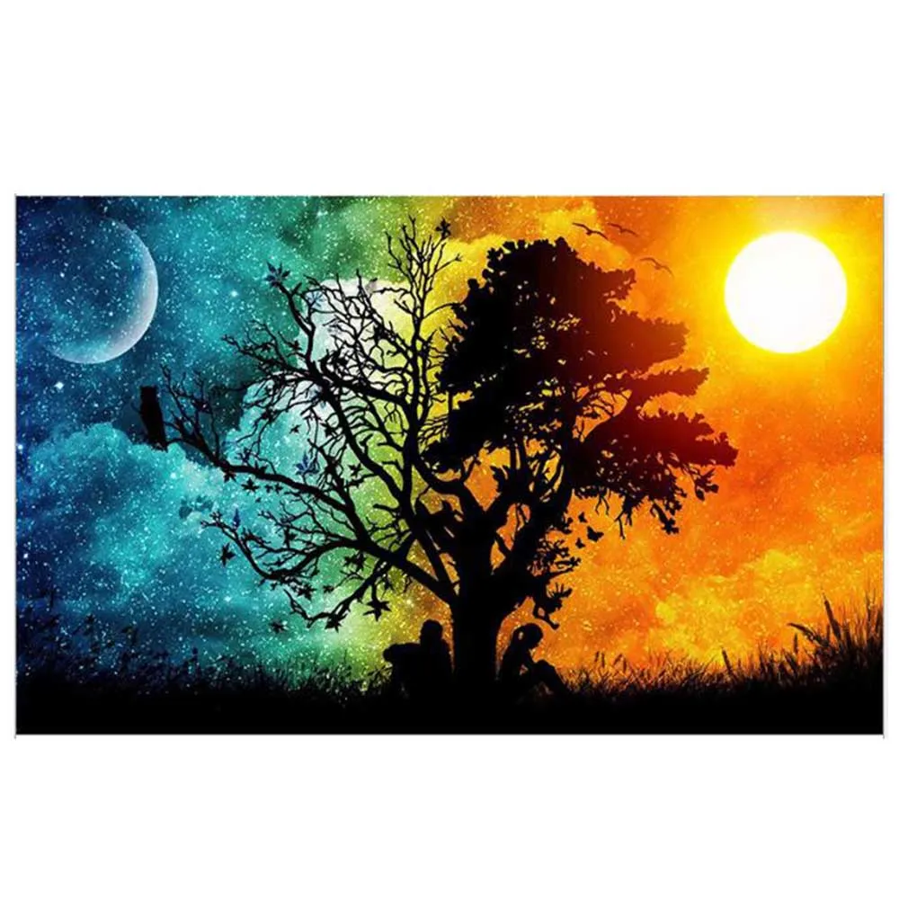 5D DIY Diamond Painting Sun Moon Combination  Tree canvas print wall art canvas painting seven wall arts Wall Painting