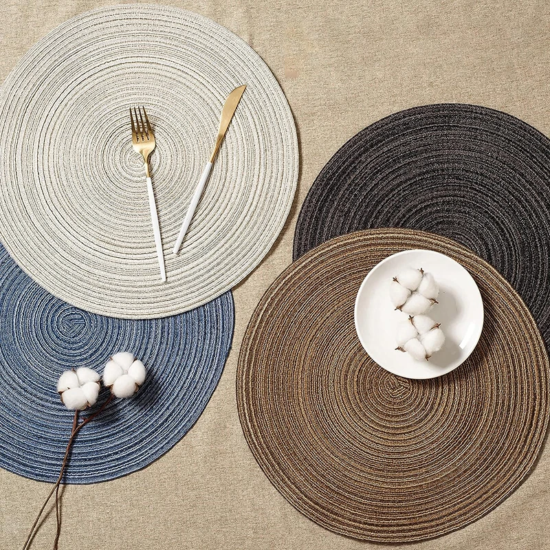 Eco-Friendly Beige Bamboo Tablemat 6pcs Heat Resistant Cotton Place Mats for Dining Table Wedding Use Paper Material