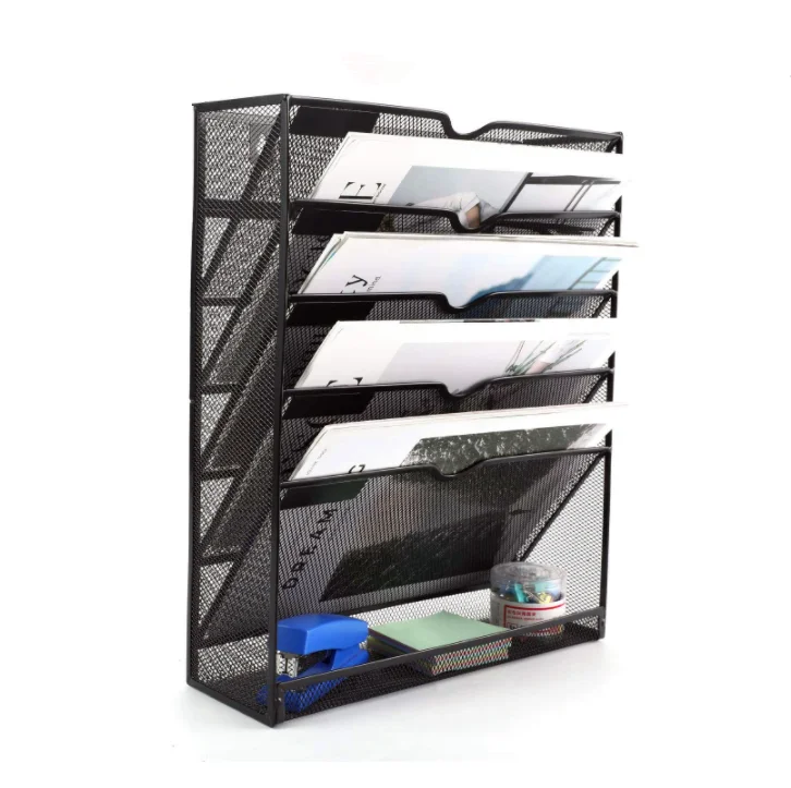 Metal Mesh 6-Tier Hanging File Organizer Wall File Organizer Files Clipboard & Magazine Holder