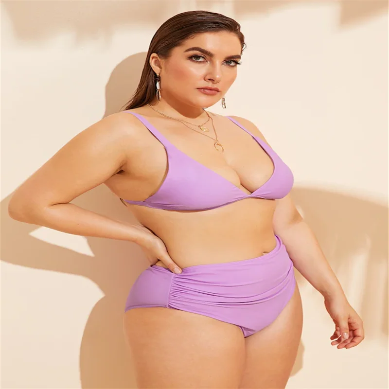 2022 New Solid Bikini Set Two Piece Swimsuit Women Bathing Suit Swimwear
