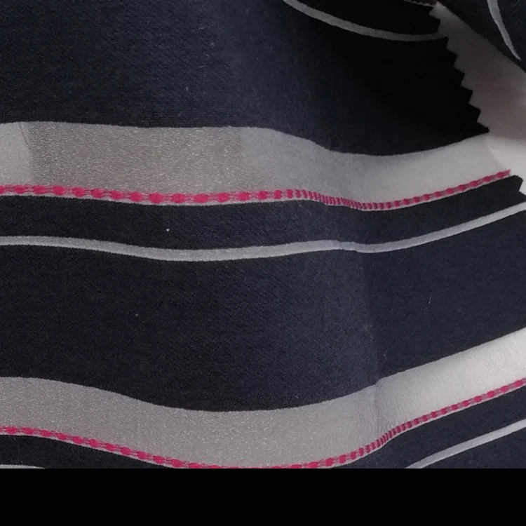 
Spring Summer Polyester Polyamide Cotton dobby stripe sheer woven fabric for blouse & fashion top styles. 