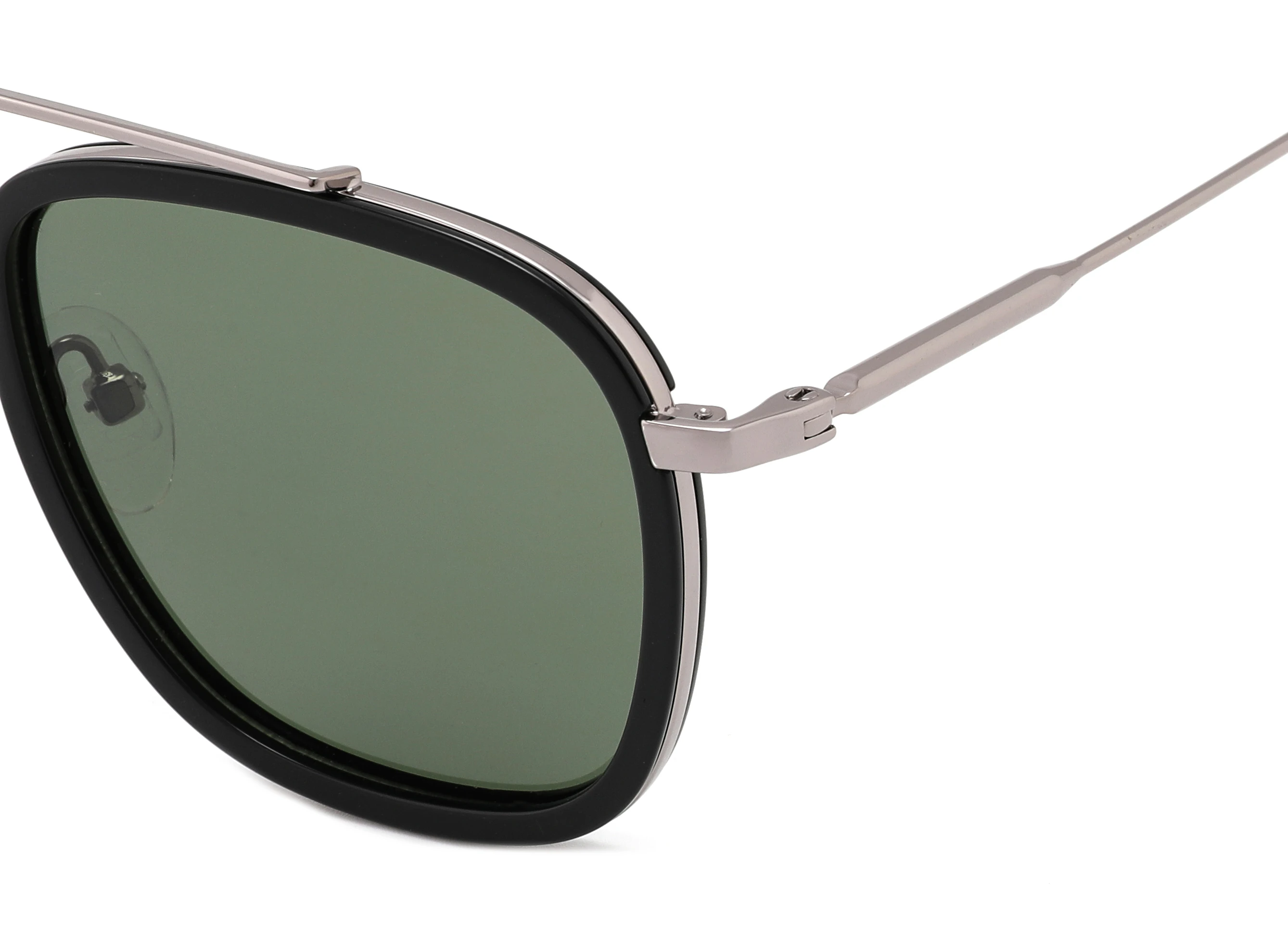 Newest Craftsmanship Design Eyeglasses Square Frame Metal Thin Temple Double Bridge Rubber Nose Pads Polarized Sunglasses