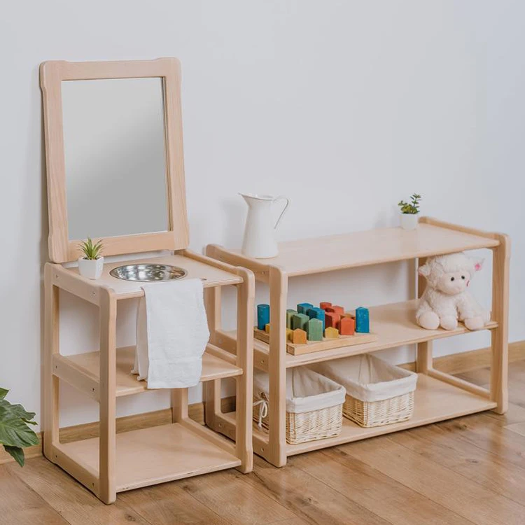 Kid Daycare Furniture Waschtisch Facilitating For Child Wash Hands Child Kindergarten Montessori Wash Basin Shelf Toddler