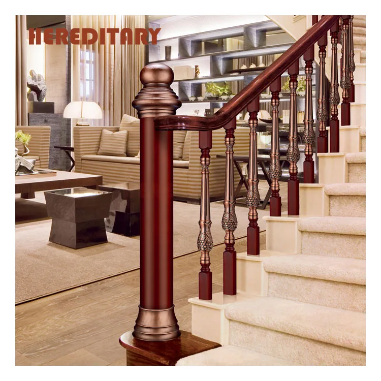 Столб для лестницы из нержавеющей стали и дерева под