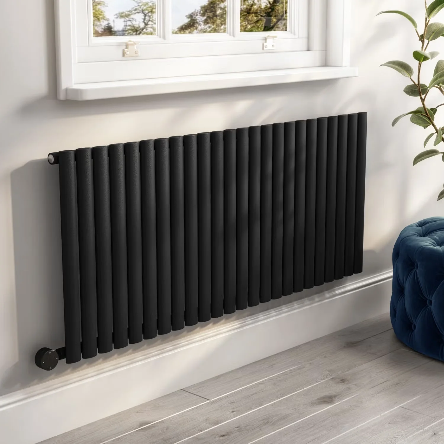 High Quality Service Wallmounted Heater Radiator 800W Electric Radiator Wall Mounted Black Horizontal Heating Radiators