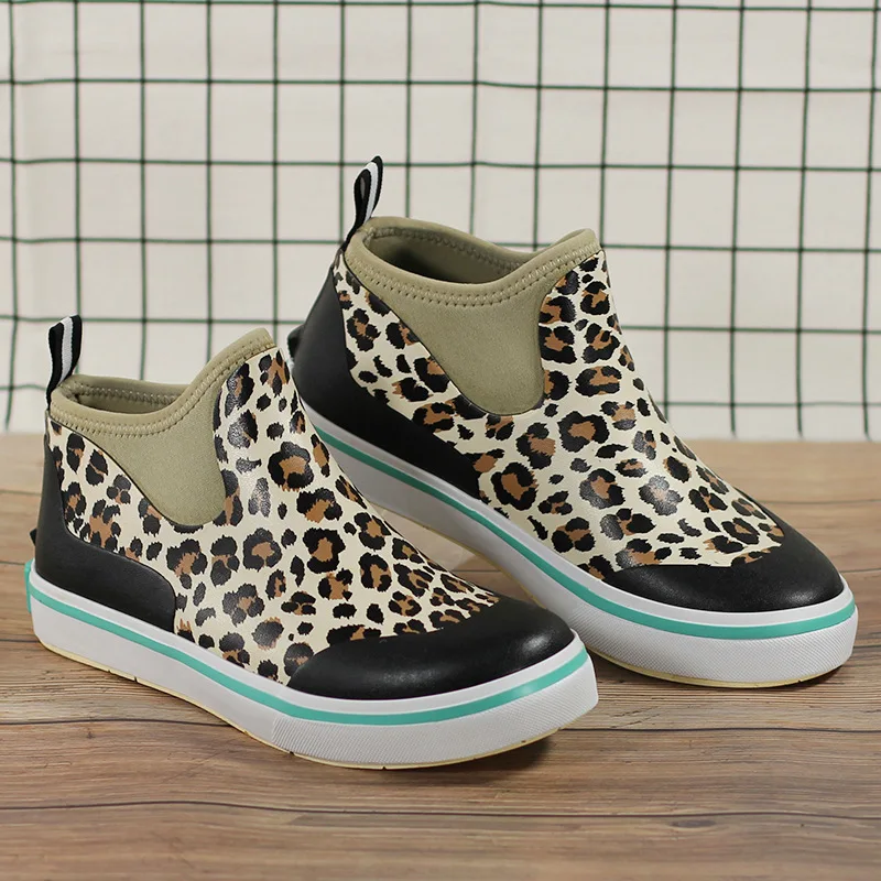 Rain Boots Funky Ankle Shoes Printing Warm Waterproof EVA Custom Rubber Ladies Safety Rain Boots