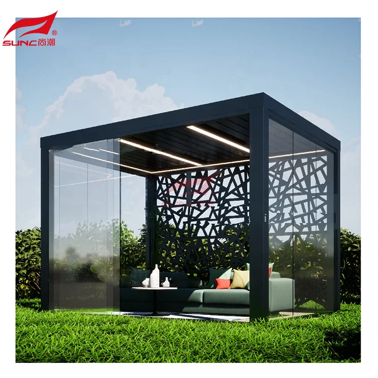 Gazebo Pergola Motorized Louvered Waterproof Garden Pergola Gazebo High Quality Electric wholesale  Aluminium Outdoor Aluminum