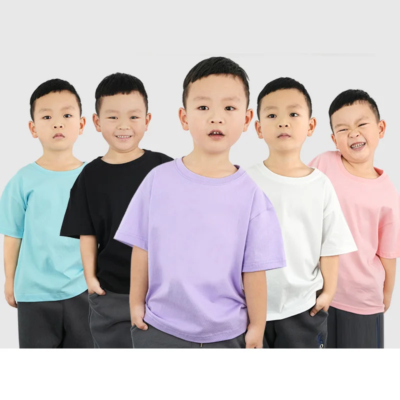 Wholesale Summer Short Sleeves Pure Cotton Soft Feeling Kids T Shirt Children Breathable Tee