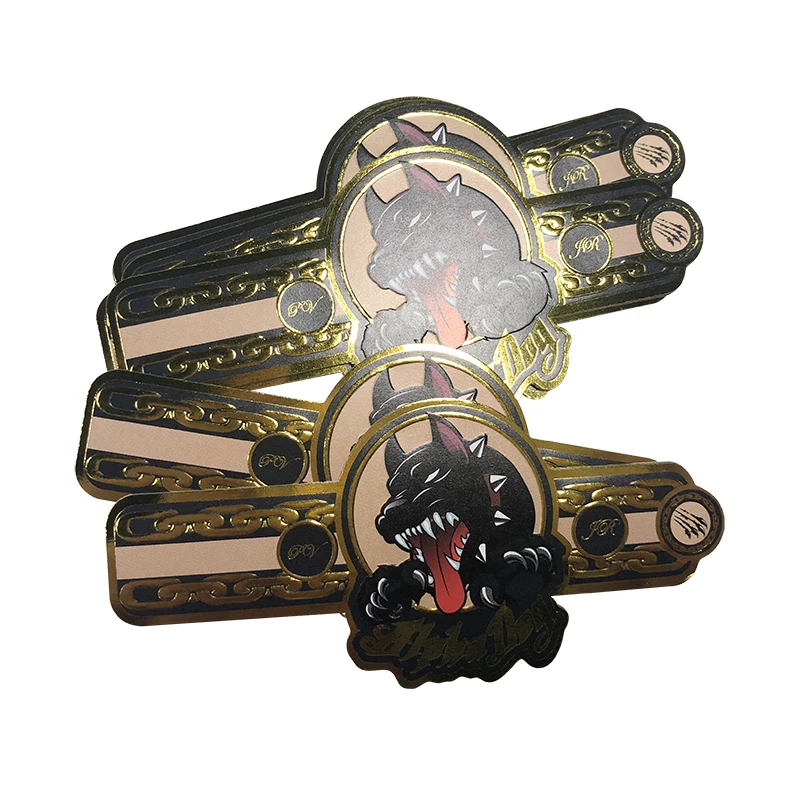 Custom  Hot Stamping  Ring Cigar Bands Printing Embossing Gold Stamping Cigar Label Die Cut Sticker