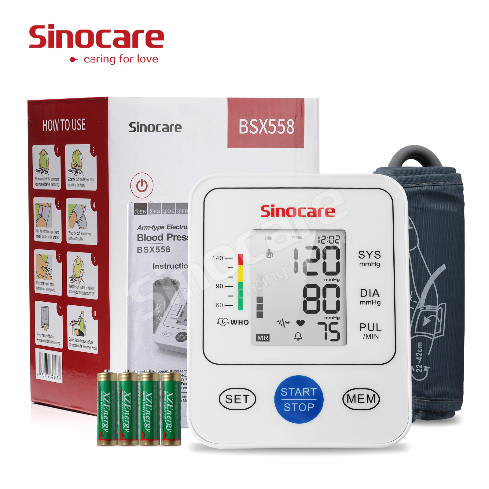 Sinocare Tensiometre Manuel BP Machine Price Digital Blood Pressure Monitor Upper Arm Free Blood Pressure Check Machine