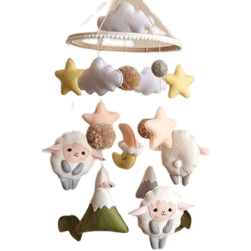 Мобиль для детской кроватки, милый деревянный фетровый мобиль с лесными животными, для детской спальни