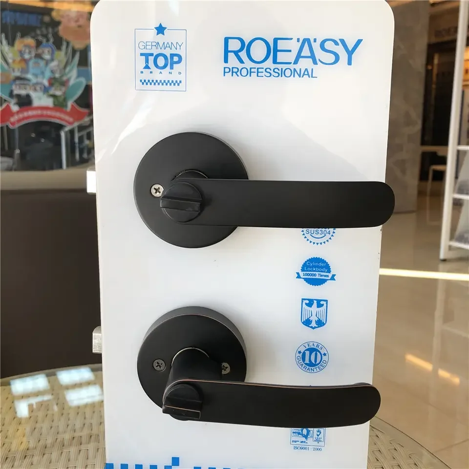 Roeasy TL-6251BN-BK Heavy Duty Zinc Alloy Tubular Black Golden Lever Door Lock