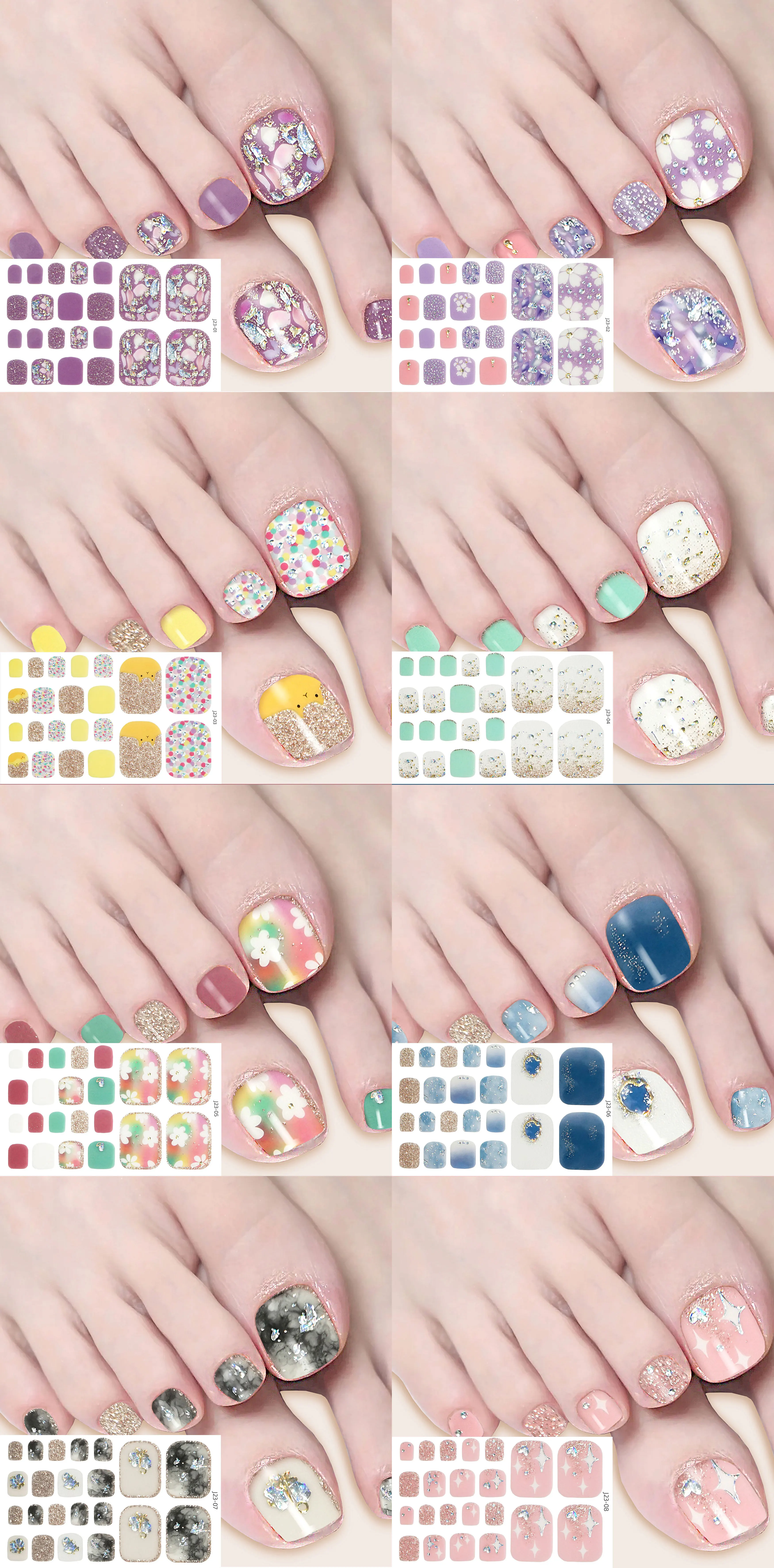 Cured Lamp Semi-cured New Gel Toe Nail Stickers Adhesive Toe Nail Wraps Nail Polish Sticker