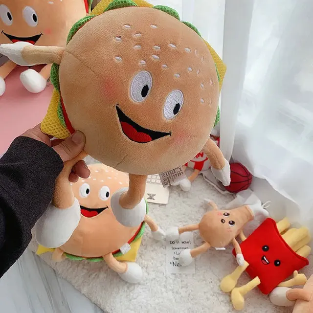 Плюшевая игрушка подушка в виде гамбургера картофеля фри фаст-фуда для чипсов детский подарок на день рождения рождественский