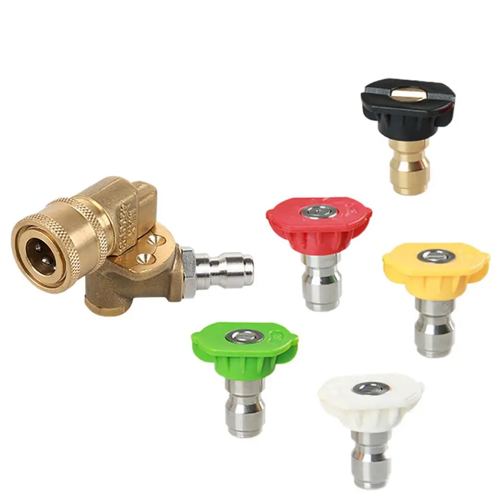High Pressure Washer Gun 4000psi with 5 Color Nozzles, G1/4 Quick Connector Outlet with 3 Kinds of Inlet Adapters