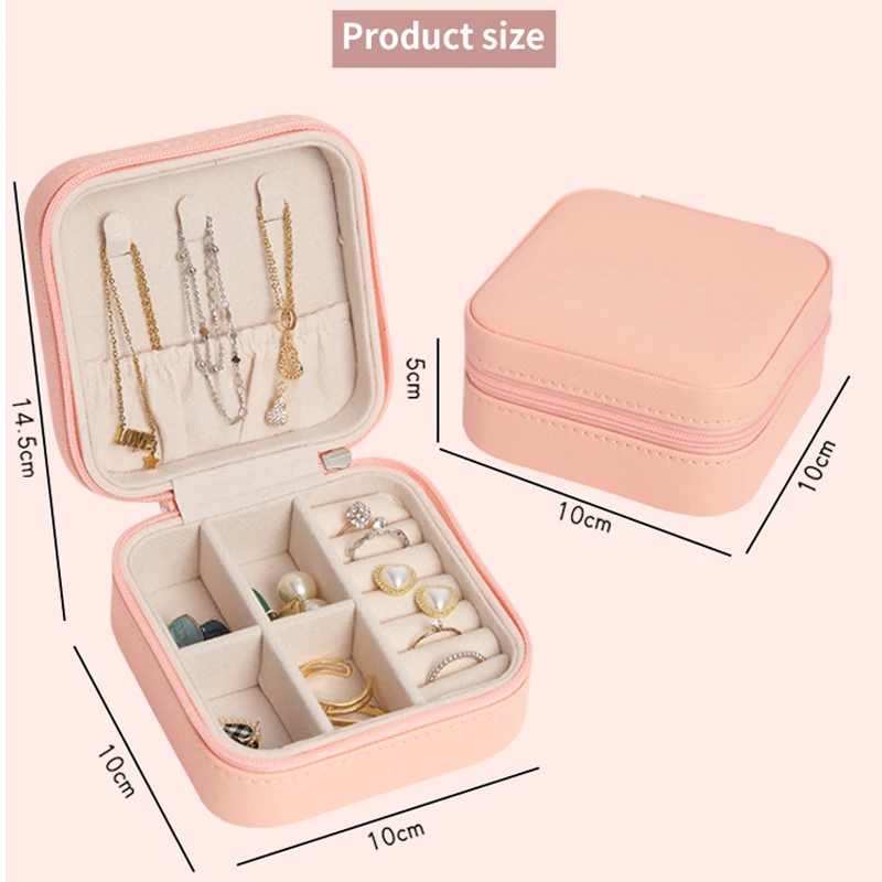 Custom Portable Velvet Jewellery Storage Organizer Travel Jewelry Case Pu Leather Small Travel Size Jewelry Box With Logo