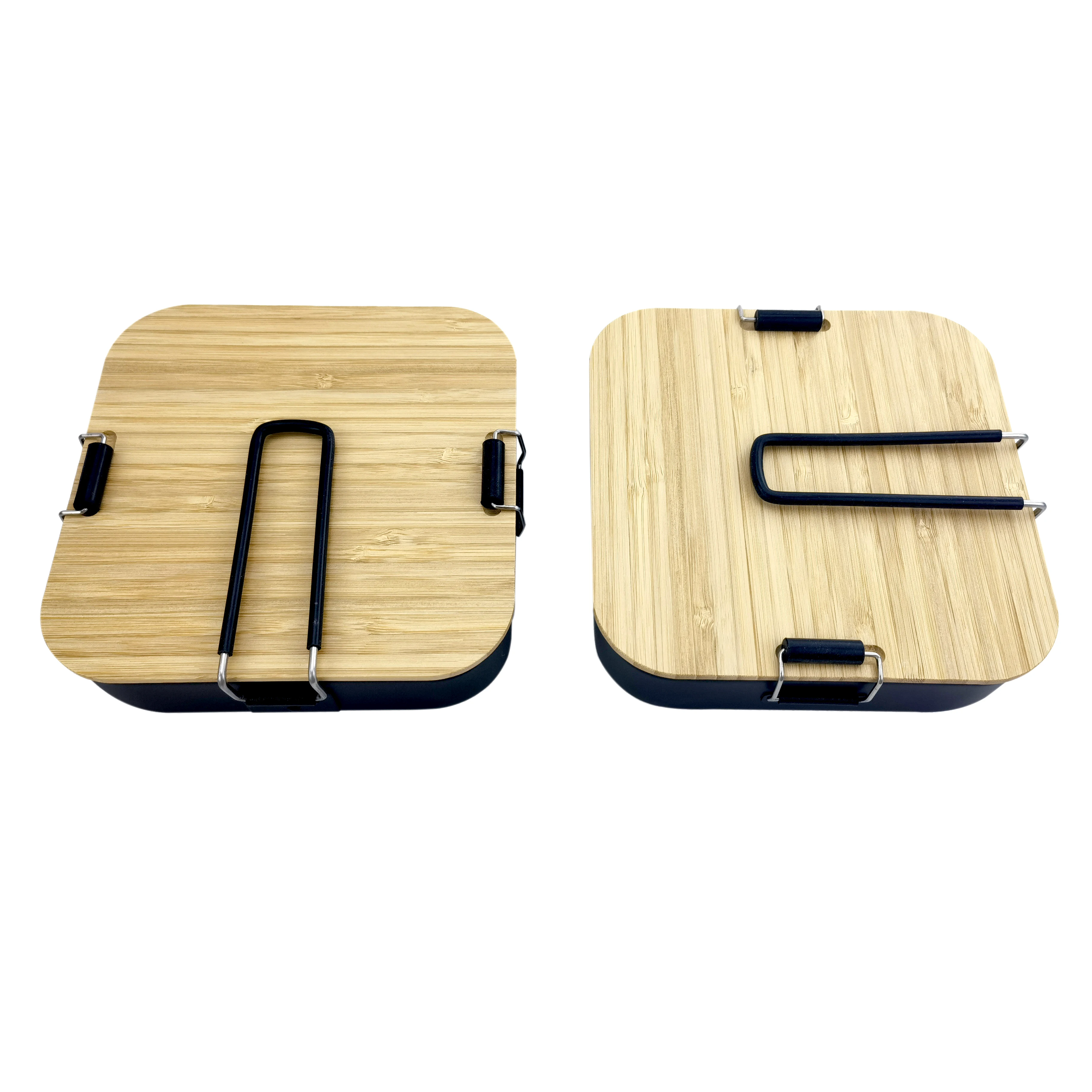 Outdoor camping picnic with handle bamboo lid aluminum lunch box non-stick coating multi-purpose portable lunch box