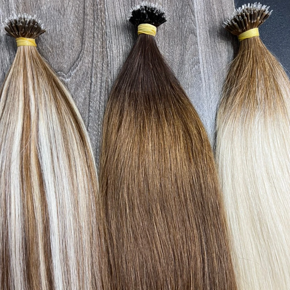 Наращивание натуральных волос с нанообразным концом, Омбре, цвет пианино, 100%, натуральные, выровненные кутикулы, вьетнамские волосы, двойная вытянута