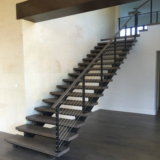 Custom Build Basement Stairs With Cable Railing Modern Design