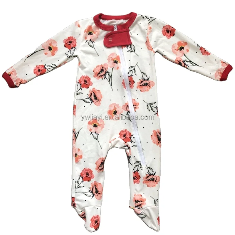 Оптовая продажа, Детский комбинезон на молнии из хлопка с цветочным принтом для девочек