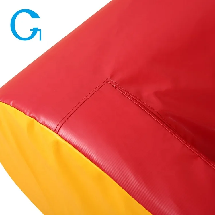 Customized Design Cheap Kids Soft Play Education Leather Sectional Sofa Red and Yellow Color Kids Soft Play