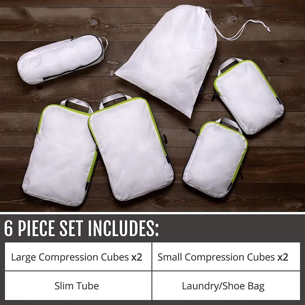 Premium OEM customized waterproof travel organizer cube set 6 compression packing cubes