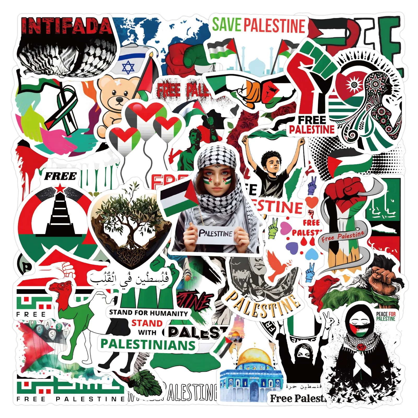 60Pcs Palestine Cartoon Graffiti Stickers Mobile Phone Case Decoration Sticker Waterproof Stickers Manufacturers Wholesale
