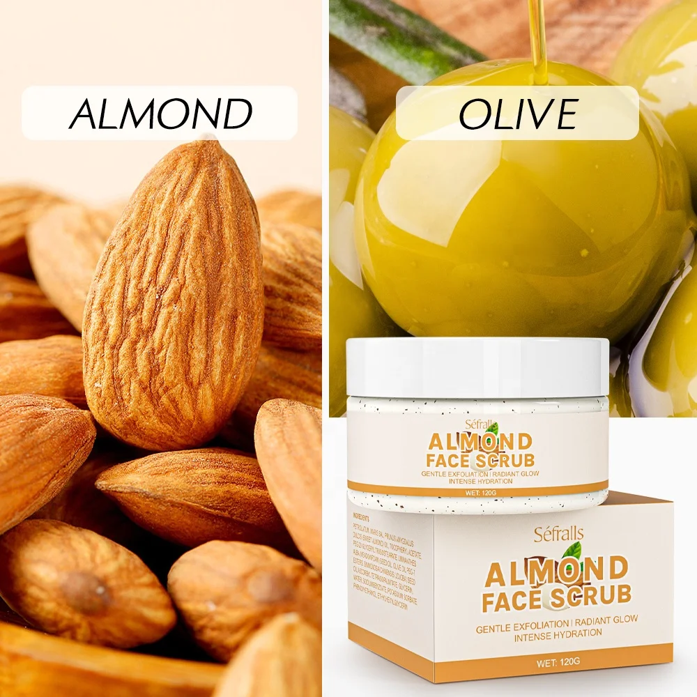 2024 Best New Style Natural OEM ODM Exfoliation Gentle Exfoliation Almond Organic Face Scrub