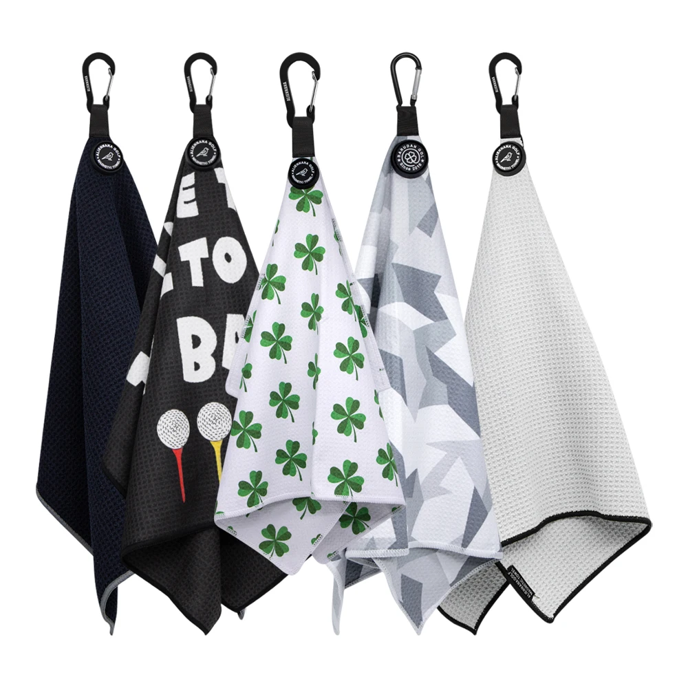 Manufacturer Design Custom Magnet Golf Towel Printed Logo Microfiber Waffle Magnetic Golf Towel