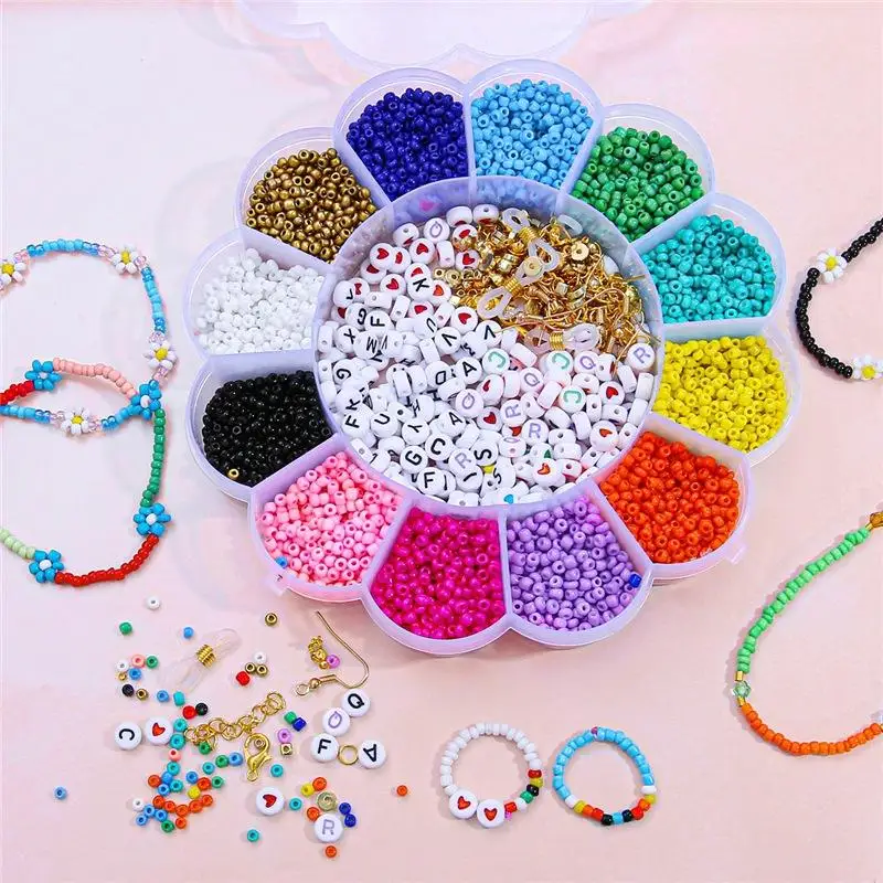 New Design Eco Friendly 12 Color Beads 6000pcs Jewelry Findings Diy Beads Set For Jewelry Making Kids Mixed Color Diy