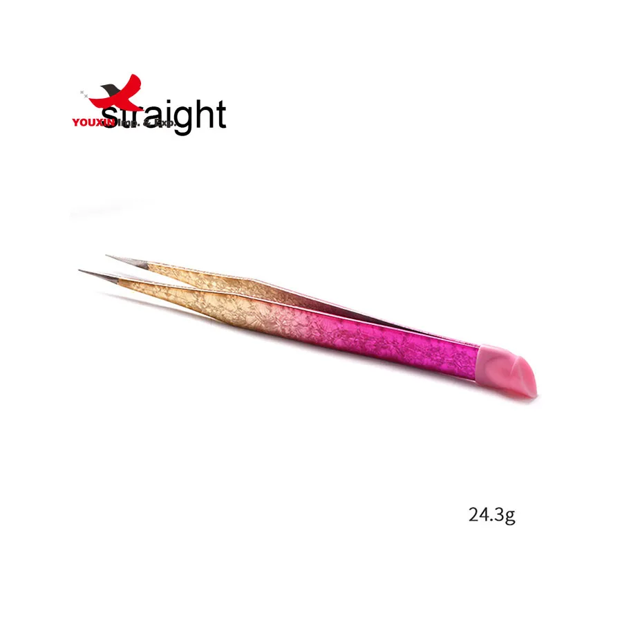 Multifunctional double headed tweezers for gripping nail stickers with silicone press rods for embossing nail art tool