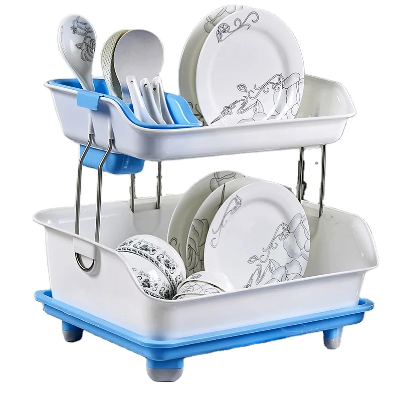Household Kitchen Items Plastic Dish Rack Organizer Kitchen Utensils Storage Basket Stand