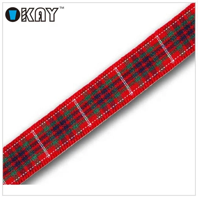 Hot sale custom polyester tartan plaid christmas checked ribbon