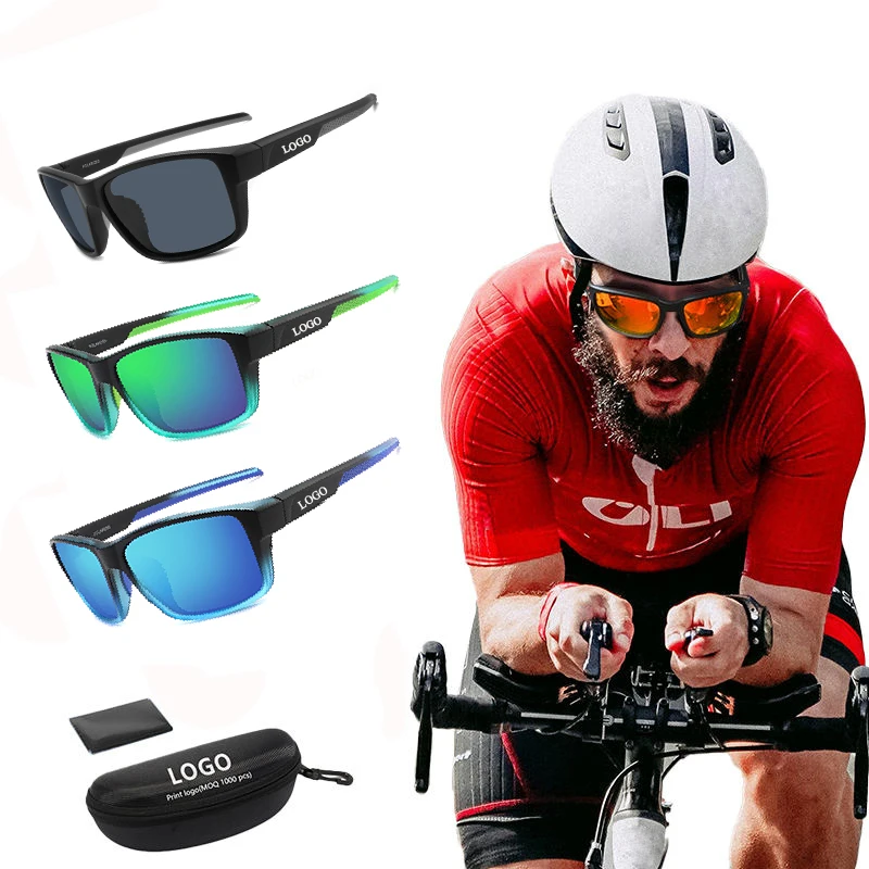 CONCHEN Gradient Frame Mirror Lenses Polarized Sunglasses Outdoor Custom logo Bicycle Driving UV400 Sport Sun Glasses Men
