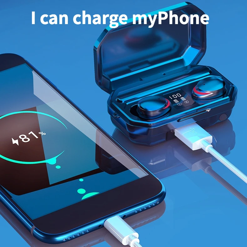 3000mah ipx8 waterproof sports gamming earhook beans wifi wireless earbuds for phone
