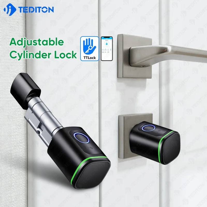 OEM Euro Cylinder TTlock APP Adjustable Cylinder Size Smart Cylinder Fingerprint Door Lock