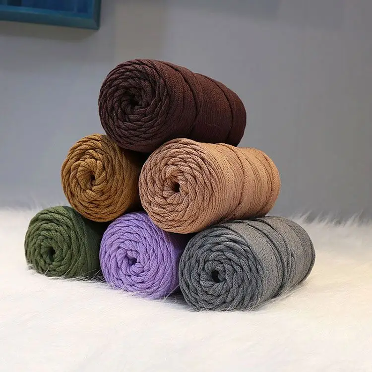 Hand-Knitted Material Round Strand Rope 5Mm Hollow Yarn Braided Cotton Rope