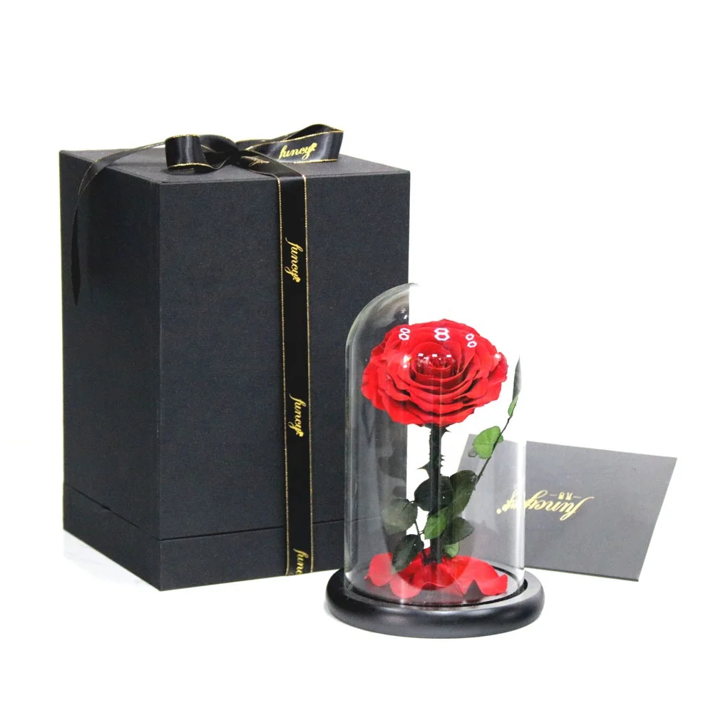 2019 Belle Enchanted Wholesale Preserved Roses Christmas Gifts Set Eternal Roses in Glass Dome