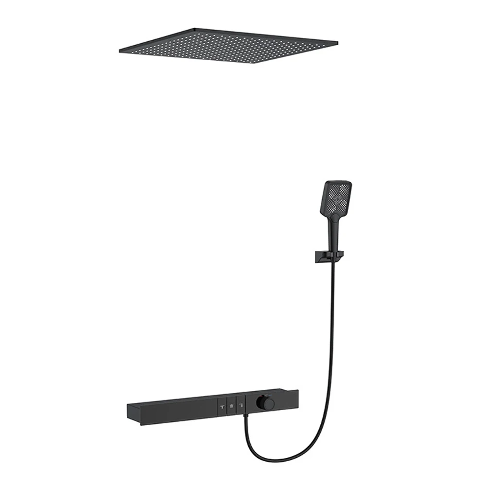 Beelee Led Digital Display Thermostatic Shower Column Piano Key Shower Faucet Set Exposed Shower System