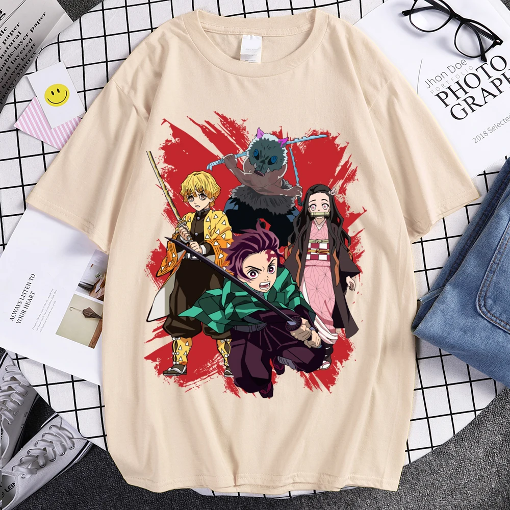 Classic Nezuko Kamado Demon Slayer T-Shirt Men O-neck Short Sleeved Kimetsu No Yaiba Graphic Tshirt Cotton Tee Harajuku