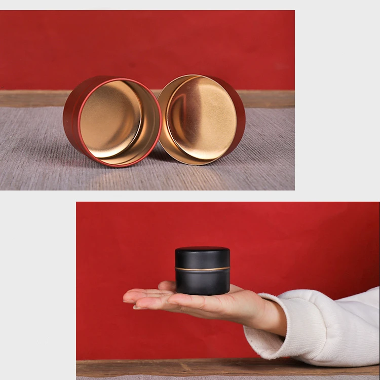 D55x45mm Small Round Pink White Black Blue Metal Tin Can Container for 10g Loose Tea