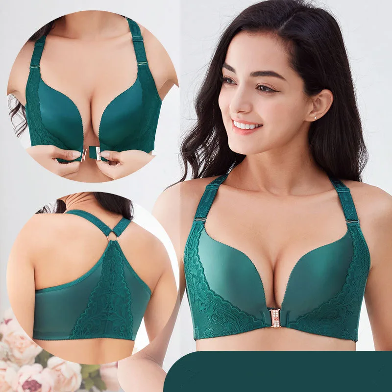 Large size underwear feminine feeling front buckle beauty back bra fat mm gather breast lift big cup close breast bra