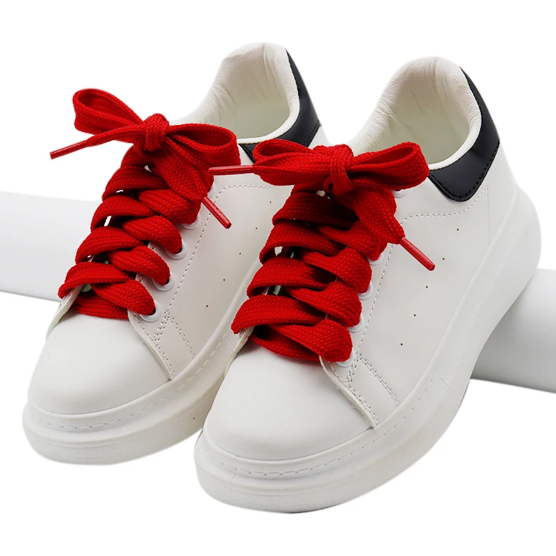 1.8 CM Classic Retro Double Weave Shoelace thicken Canvas Cotton Flat Shoe Laces Casual sports laces Unisex Solid laces