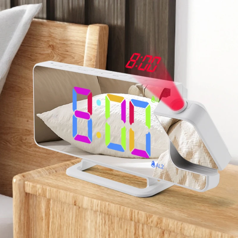 Projection LED clock with usb phone charger RGB digital desk & table alarm clock for car car digital clock