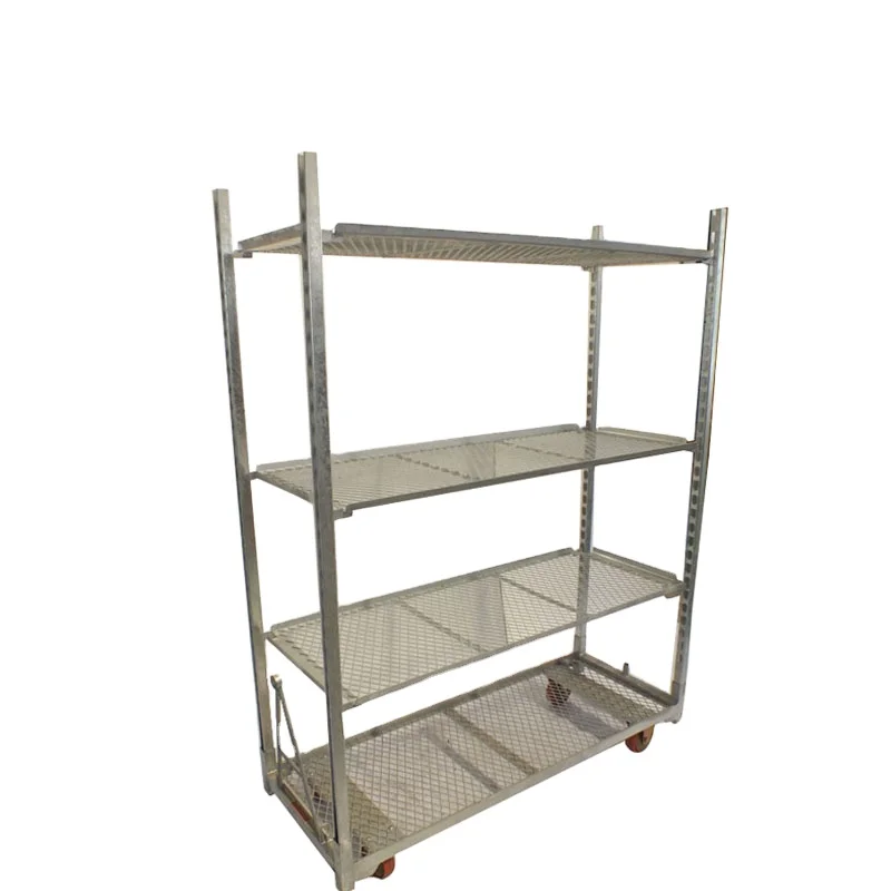 Greenhouse flower plant display storage shipping metal steel expanded mesh wire shelf  cart