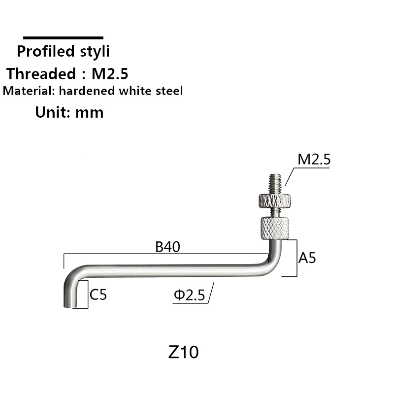 Dial indicator altimeter styli M2.5 universal shaped styli Hardened curved L type styli