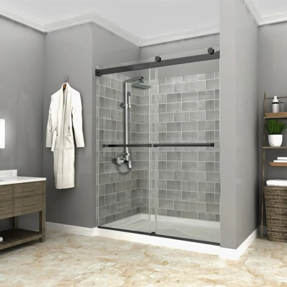 SALLY Wholesale ANSI Semi-Frameless Sliding Shower Doors Sliding Bathroom Easy Clean Coating Tempered Sliding Shower Glass Door