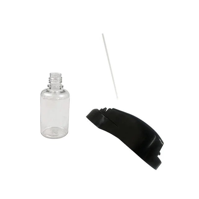 Empty refillable liquid container plastic spray bottle with black valve cap