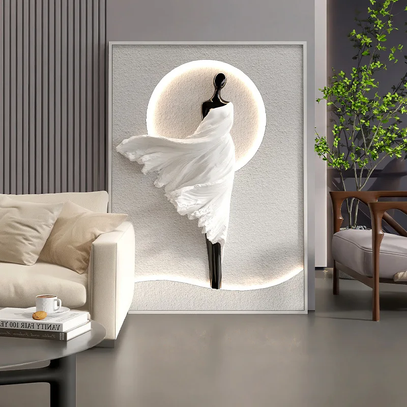 Modern Vertical Version Hanging Painting Abstract Art Decorative Painting Living Room Porch Led Atmosphere Light Painting